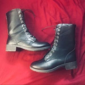 ✨ Faux Leather Combat Boots